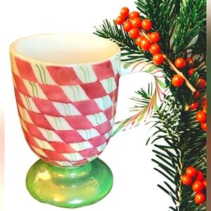 AMAZING HAND PAINTED HOLIDAY CANDY CANE 🍬 MUG HOT CHOCOLATE COFFEE TEA.